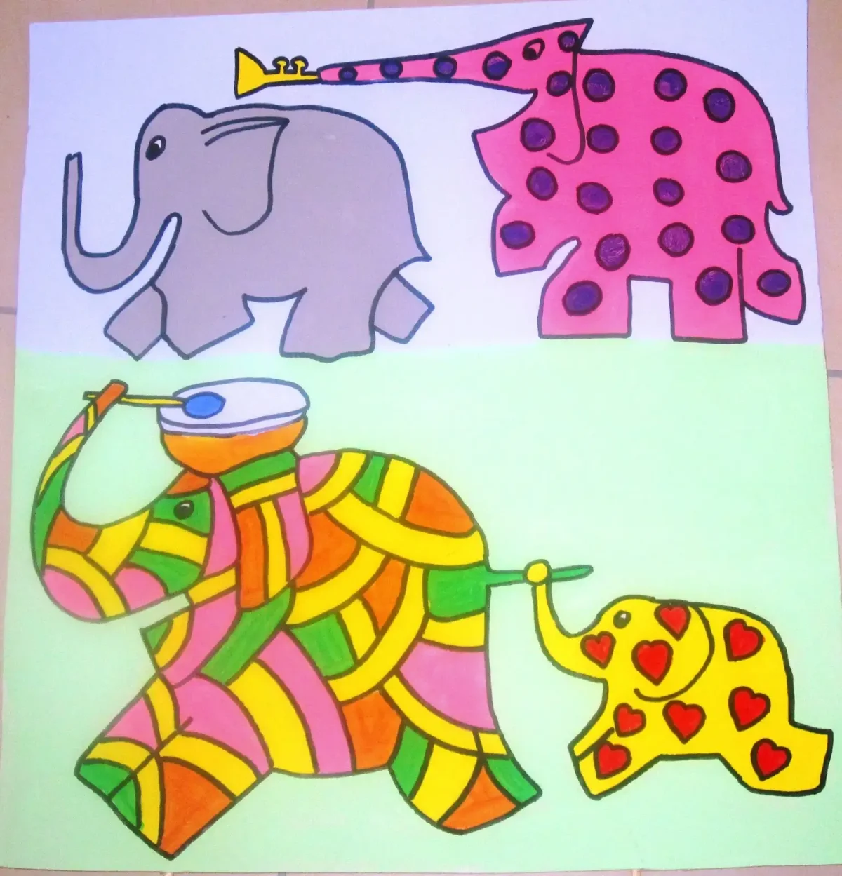 Слон Элмер открытка своими руками