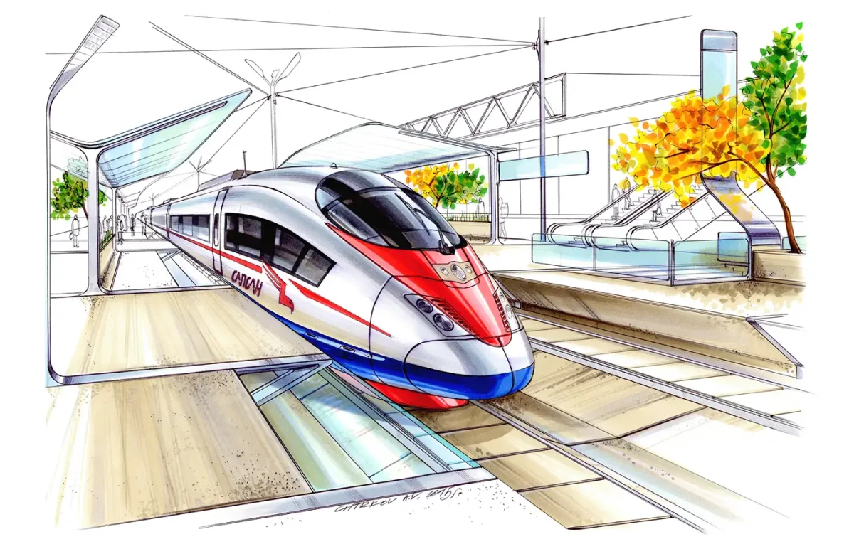 Скоростной поезд Сапсан рисунок
