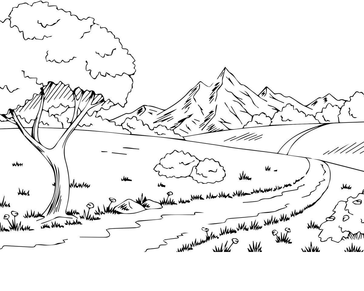 Горы раскраска для детей