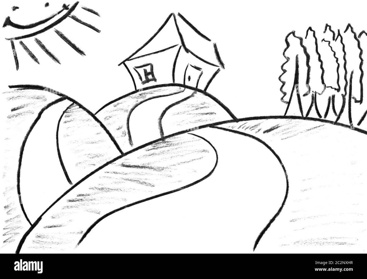 Дорога в горы эскиз