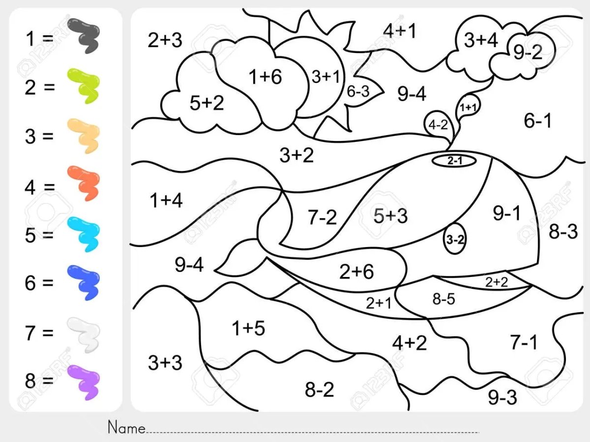 Математическая раскраска рыбка