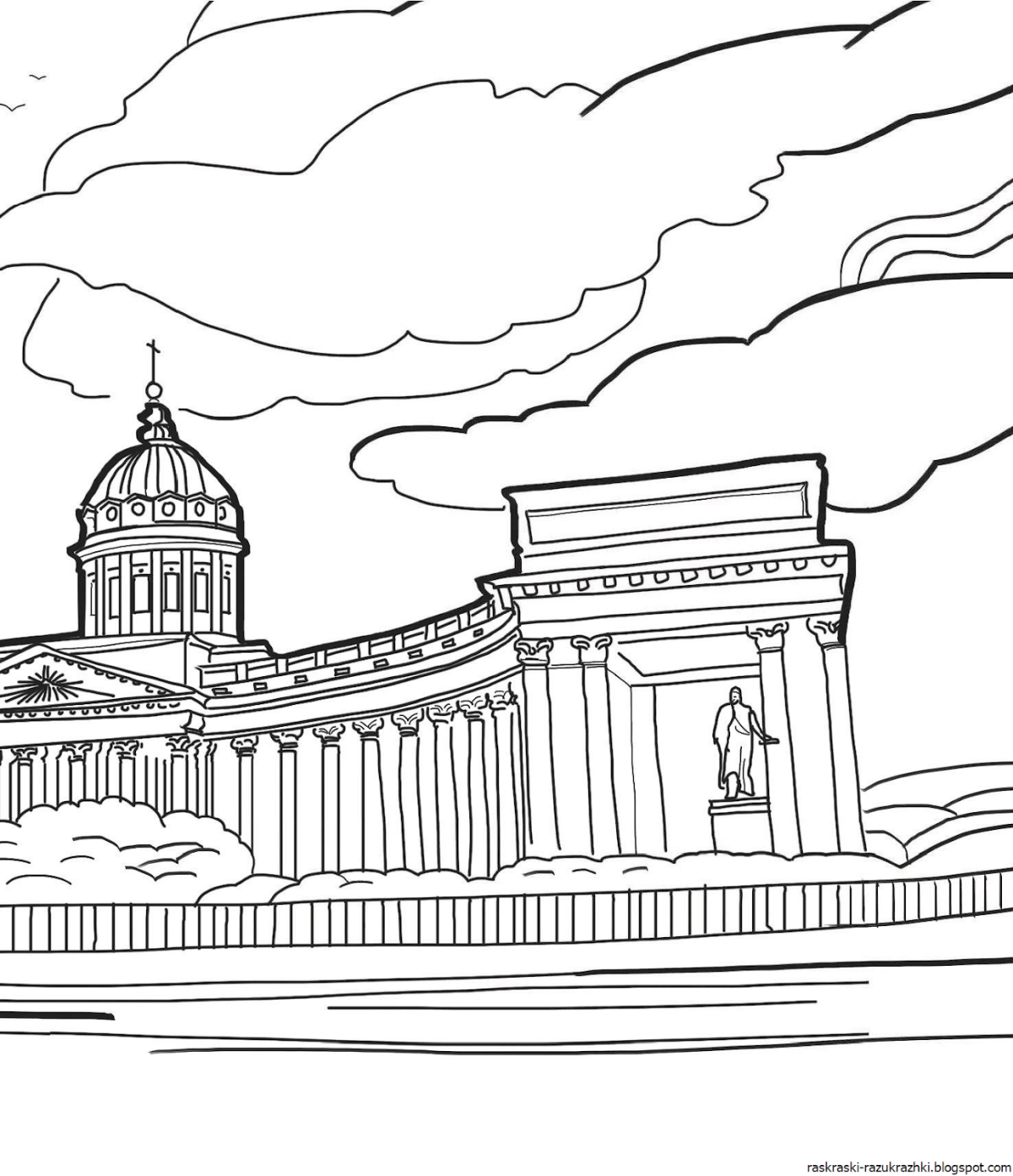 Раскраска Исаакиевский собор в Санкт-Петербурге для детей