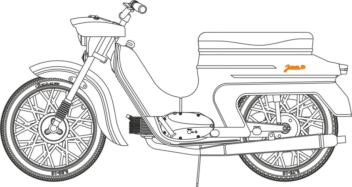 Раскраска мотоцикл с коляской