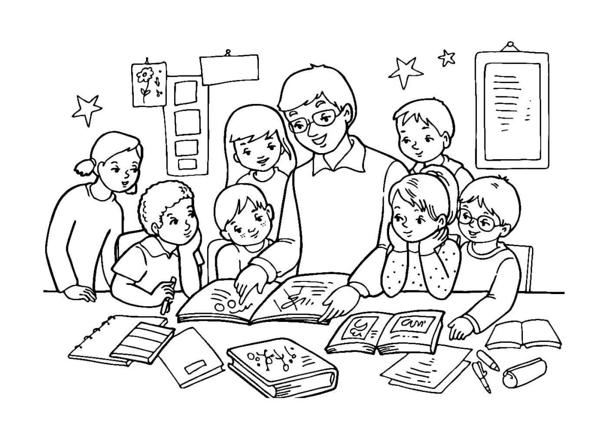 Раскраска ребенок с книгой для детей