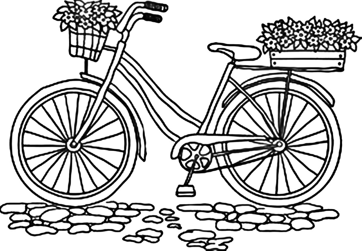 Велосипед с корзиной раскраска