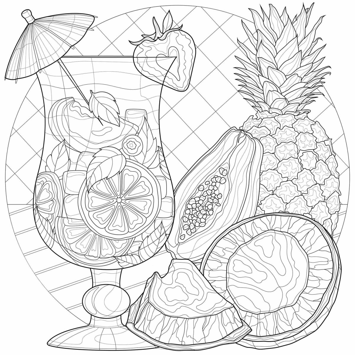 Раскраски антистресс еда