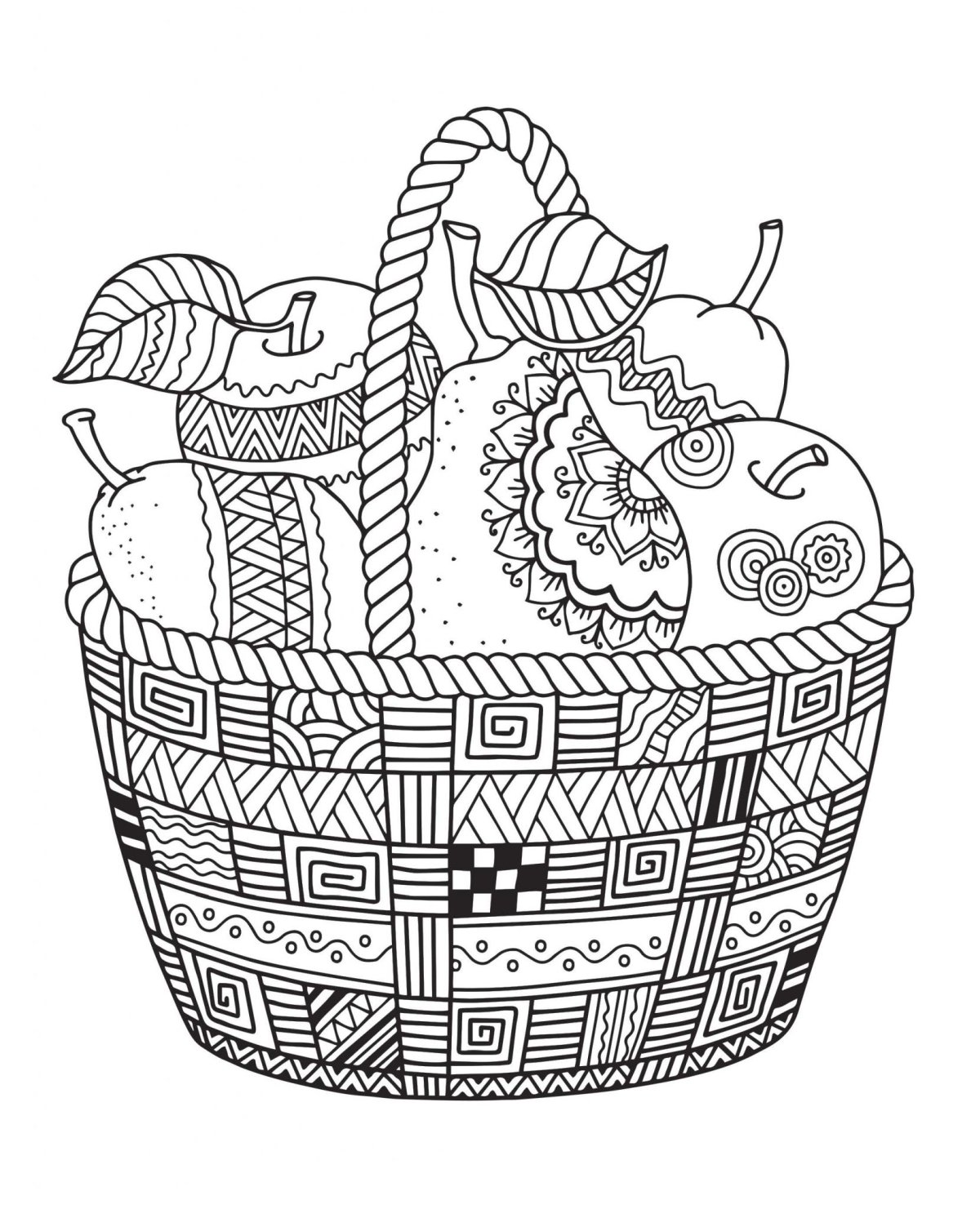 Мандала фрукты для раскрашивания