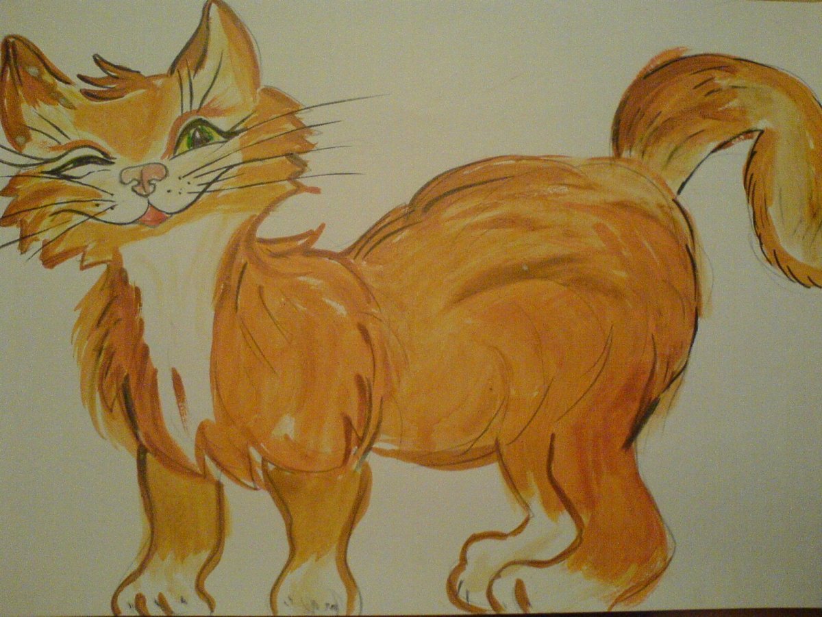 Кошка на дереве раскраска