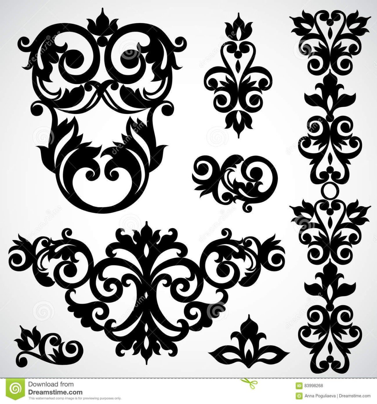 Узоры в стиле Барокко вектор