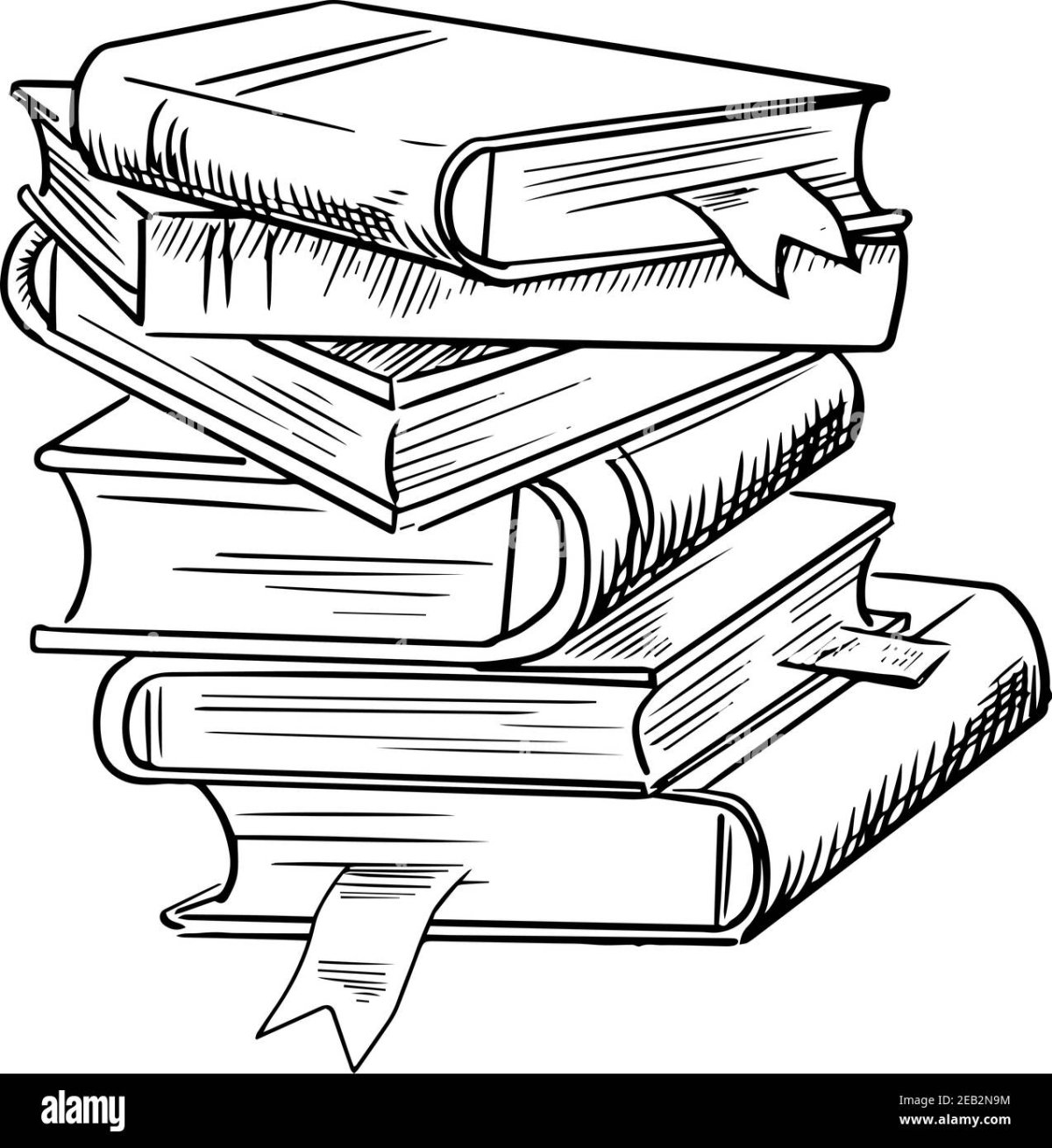 Стопка книг раскраска