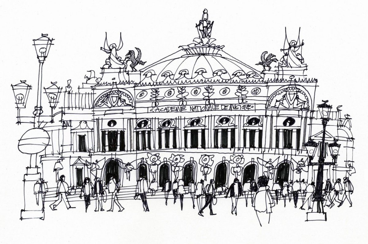 Опера Гарнье в Париже карандаш