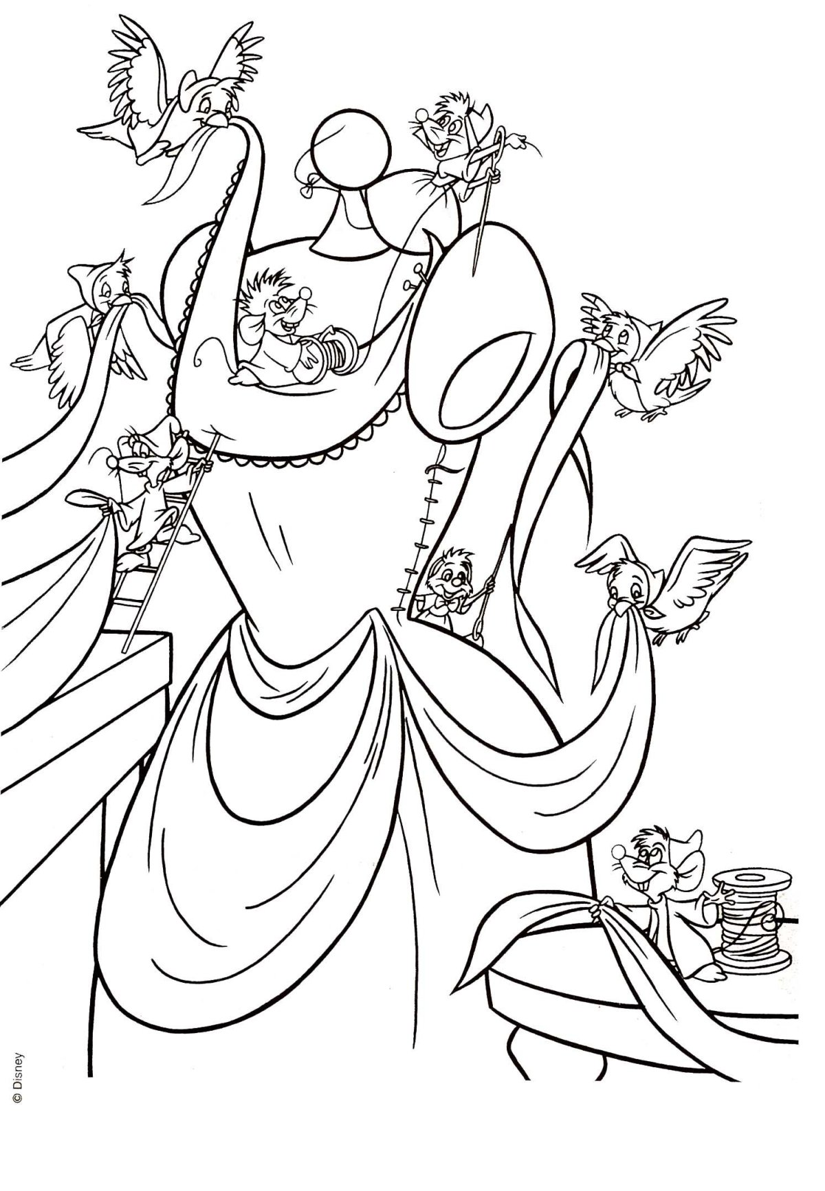 Раскраска Золушка с цветами