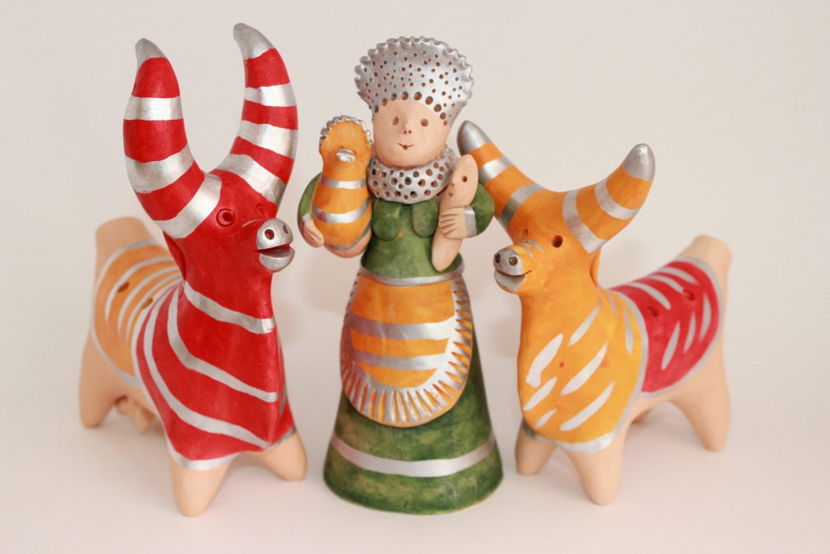 Народная глиняная Старооскольская глиняная игрушка