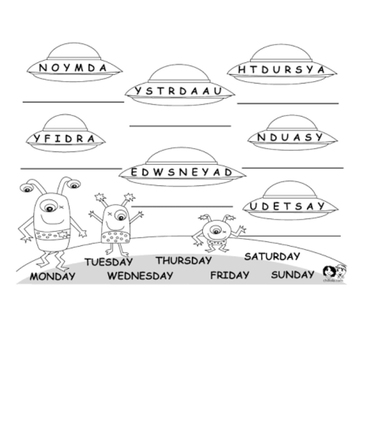 Задания по английскому дни недели