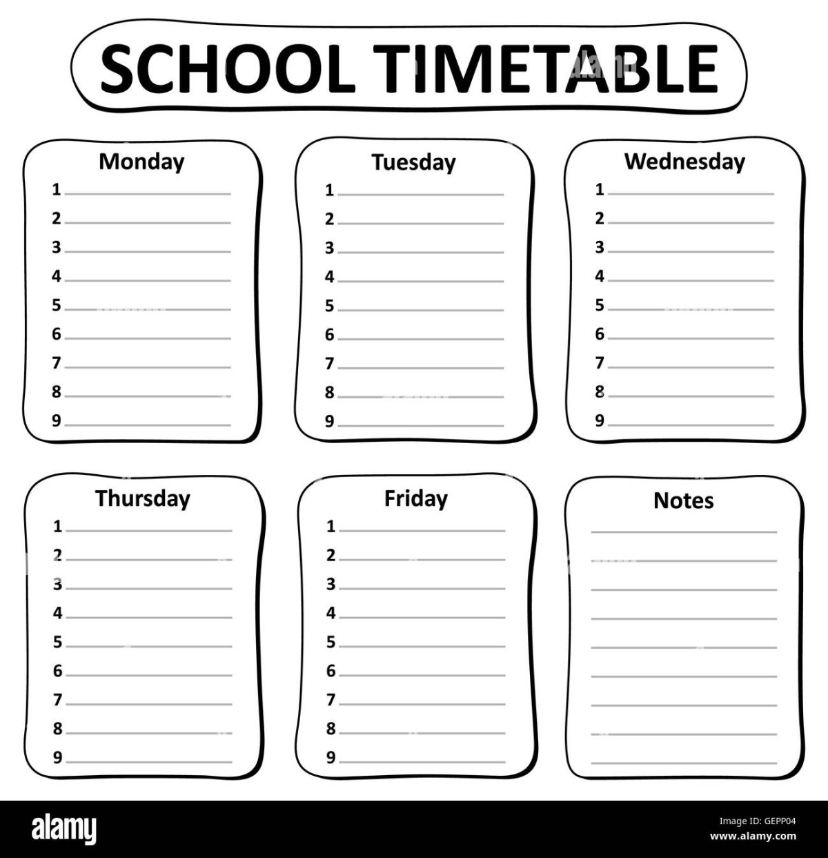 Расписание уроков шаблон на английском языке