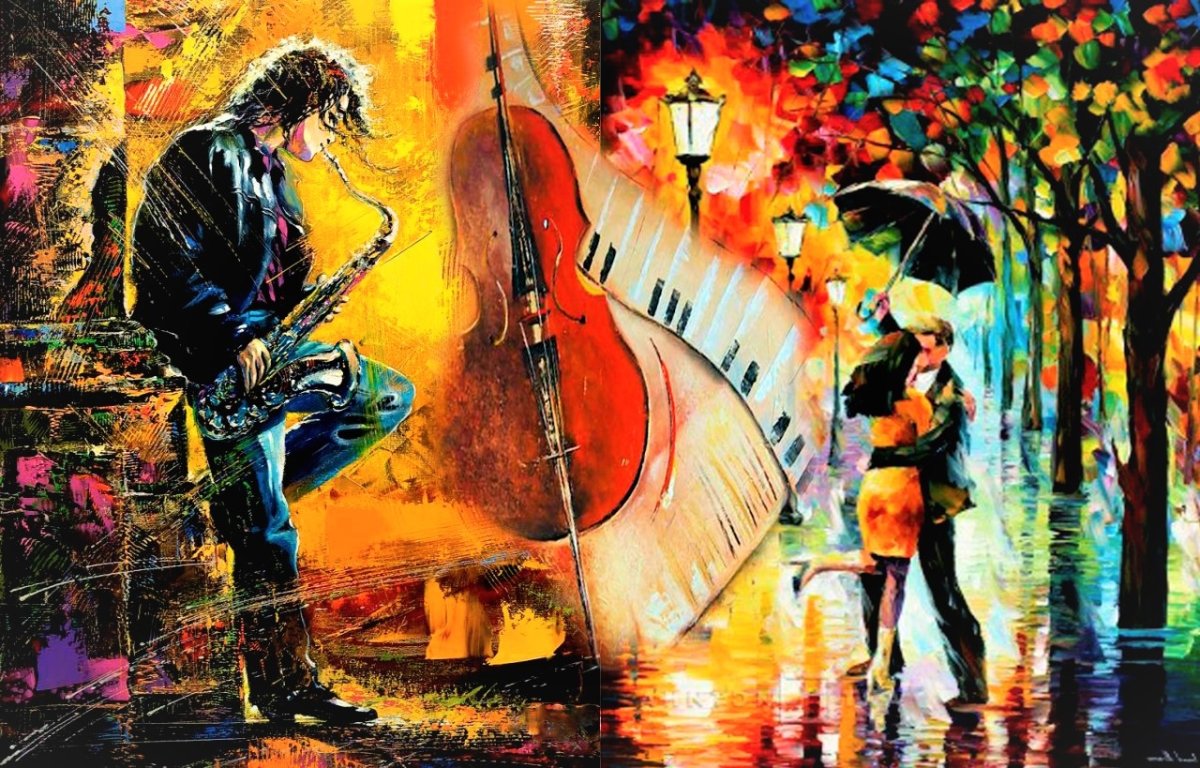 Картины Афремова саксофонистка