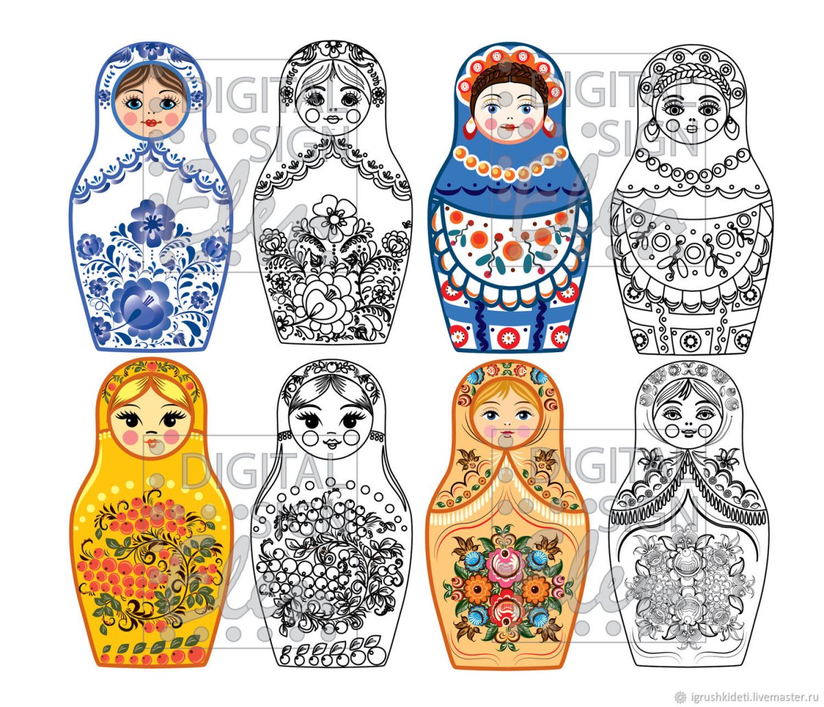 Матрешки шаблоны и образцы