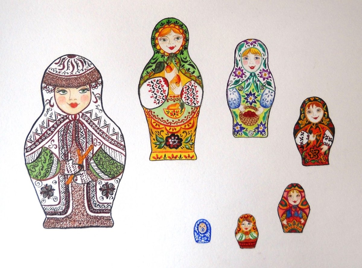 Трафарет Матрёшки для росписи