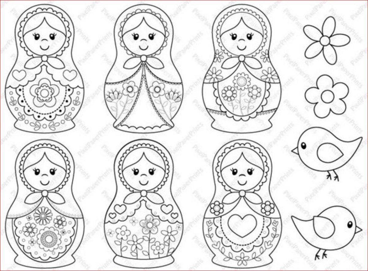 Трафарет Матрёшки для росписи