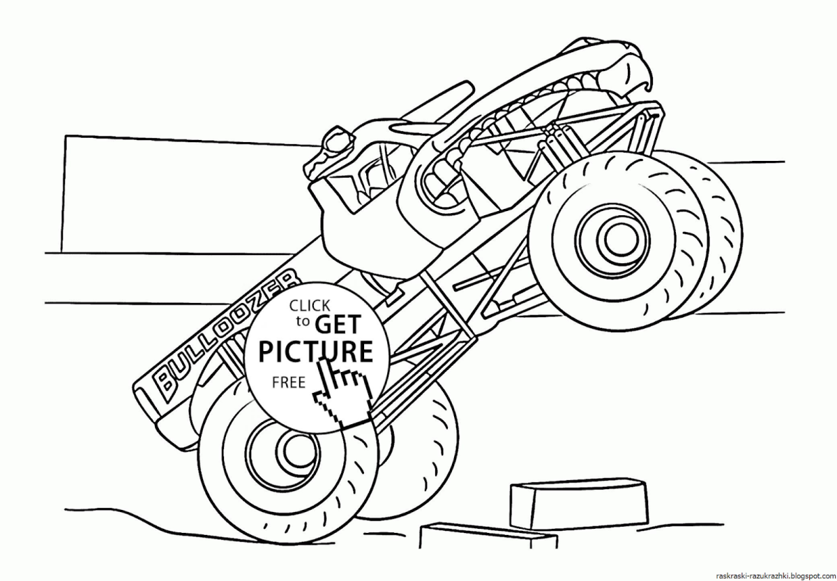 Машинка монтртрак раскраска