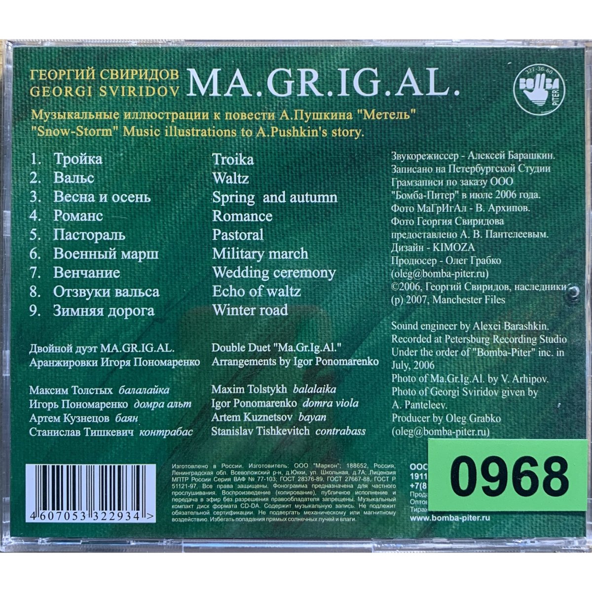 Пушкин Свиридов метель