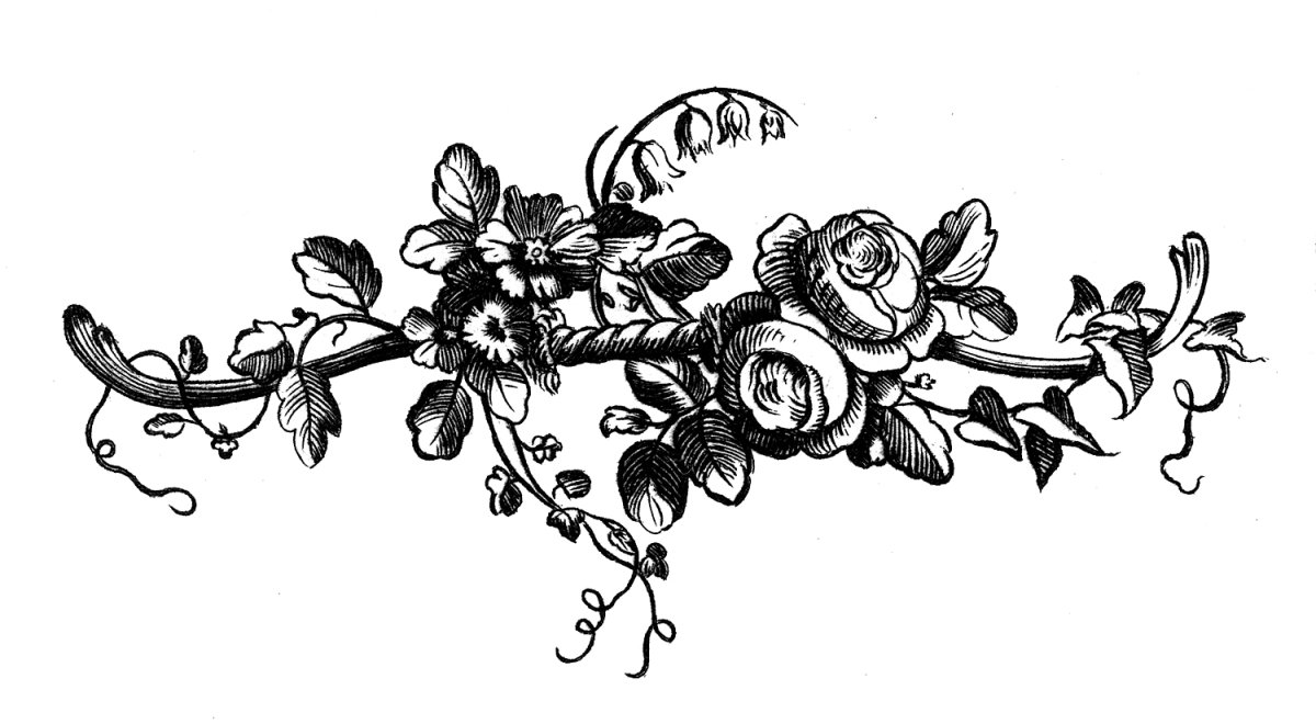 Винтажные цветы черно белые