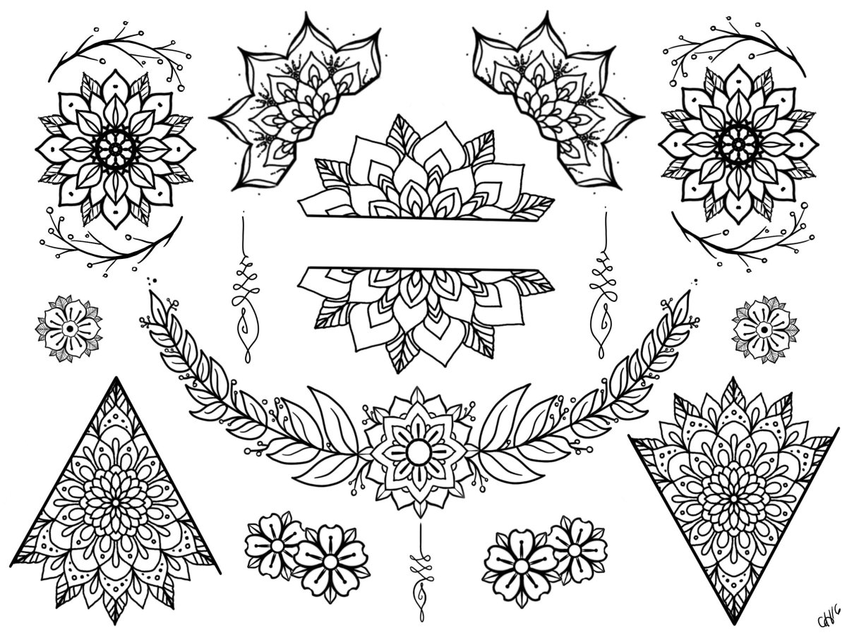 Мандала орнамент эскиз тату