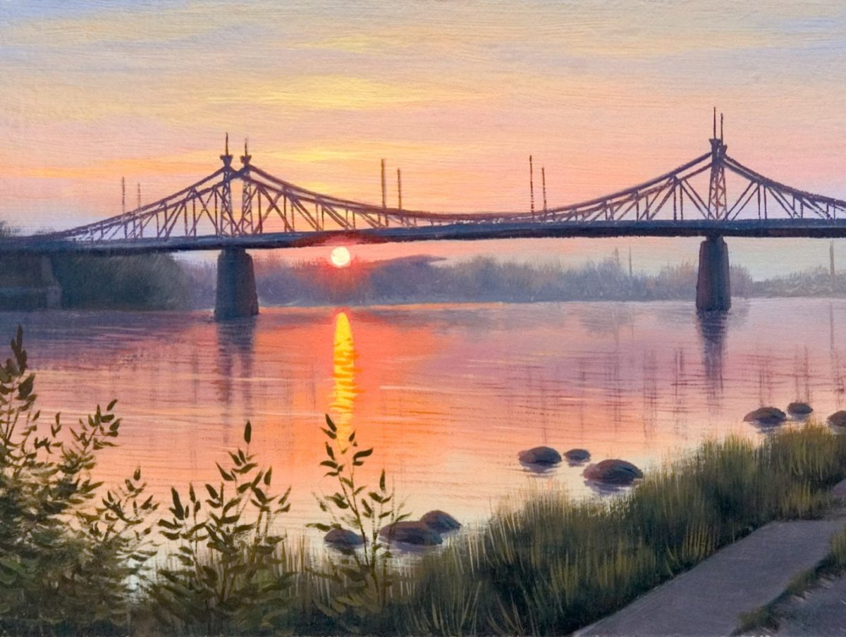 Староволжский мост в Твери на закате