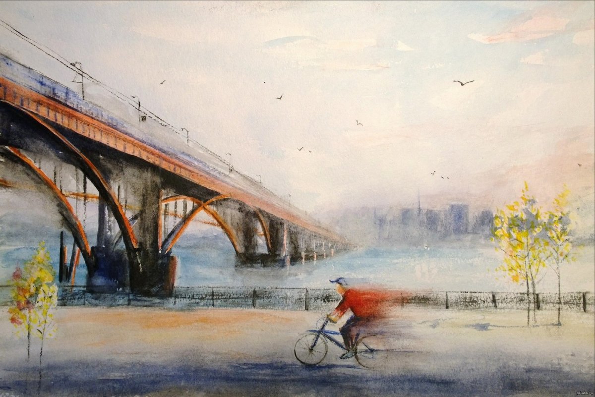 Михайловская набережная Новосибирск рисунок