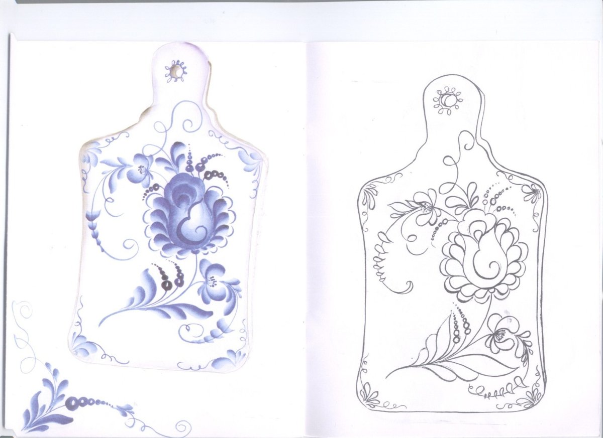 Гжельская роспись раскраска для детей шаблоны