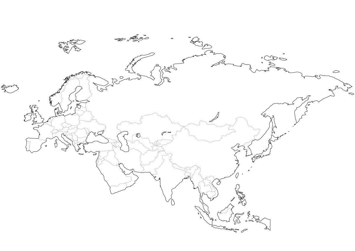 Материк Евразия контур