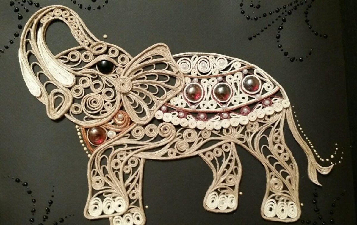 Слон филигрань джут