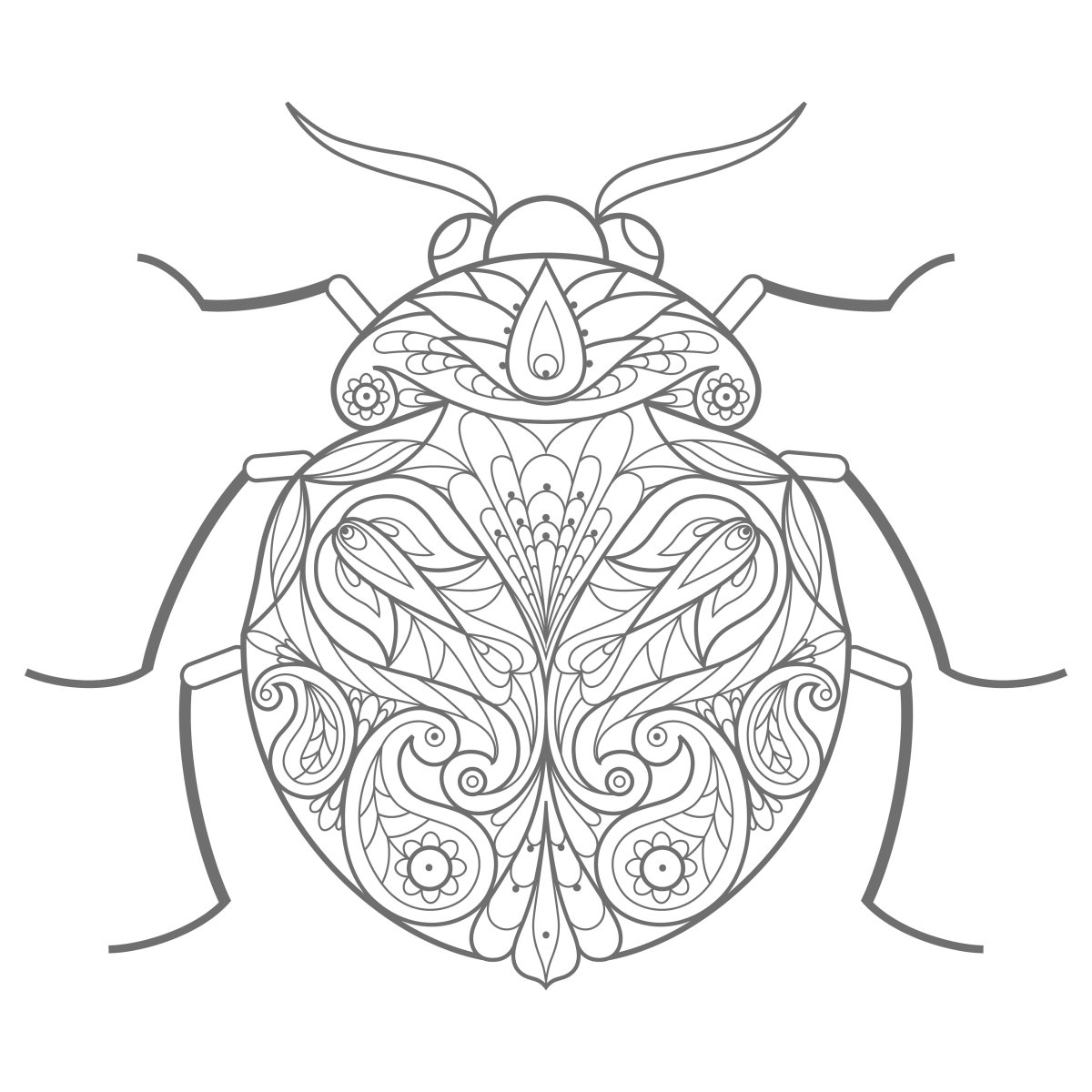 Жуки с узорами для раскрашивания
