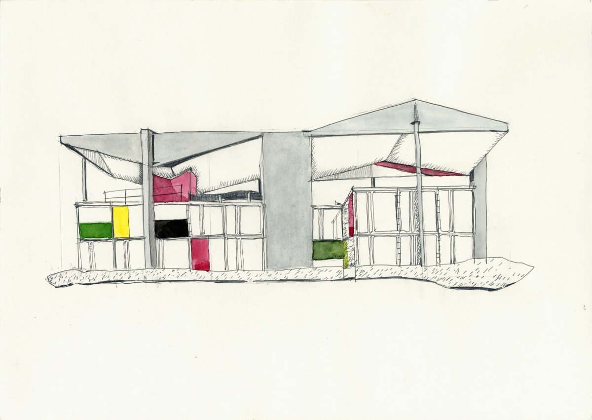 Вилла Савой Ле Корбюзье эскиз