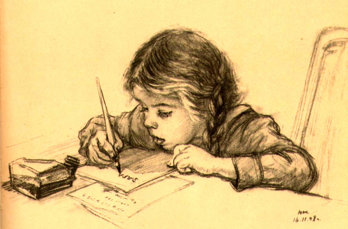 Мальчик пишет письмо