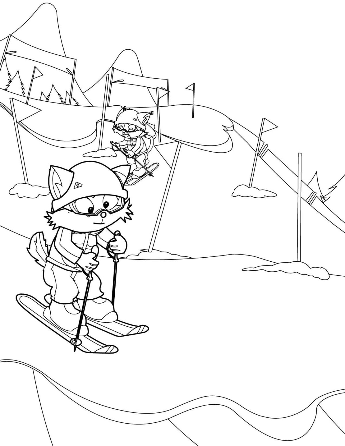 Мальчик на лыжах разукрашенный