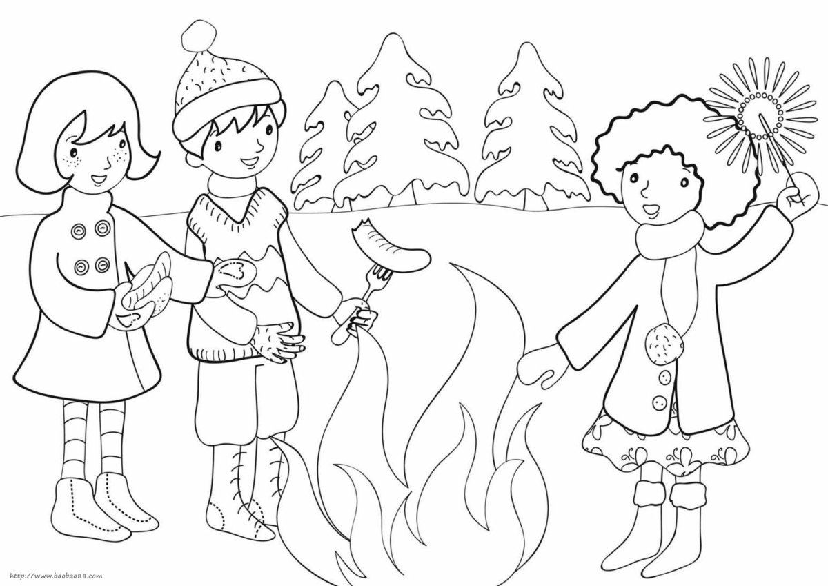 Раскраска прыжки через костер