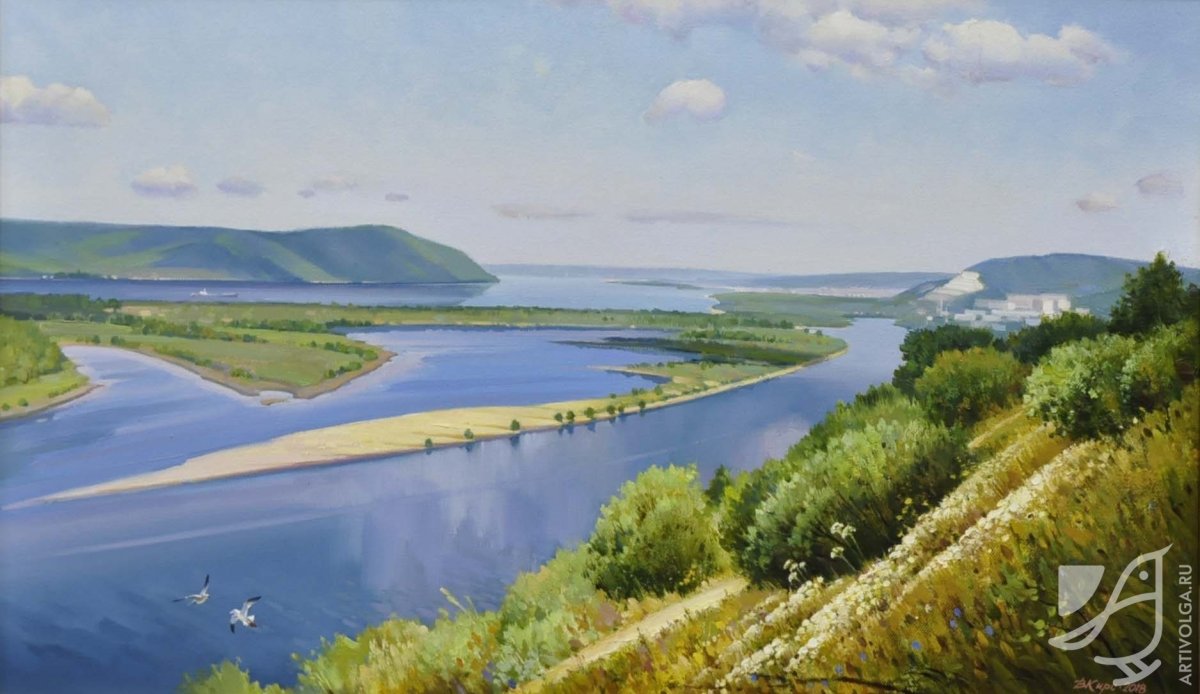 Волга река иллюстрация