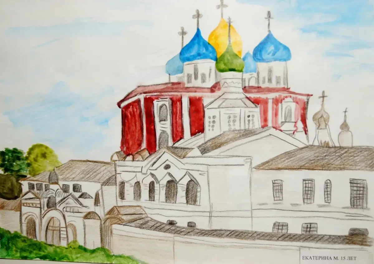 Рисование храма Рязанского Кремля