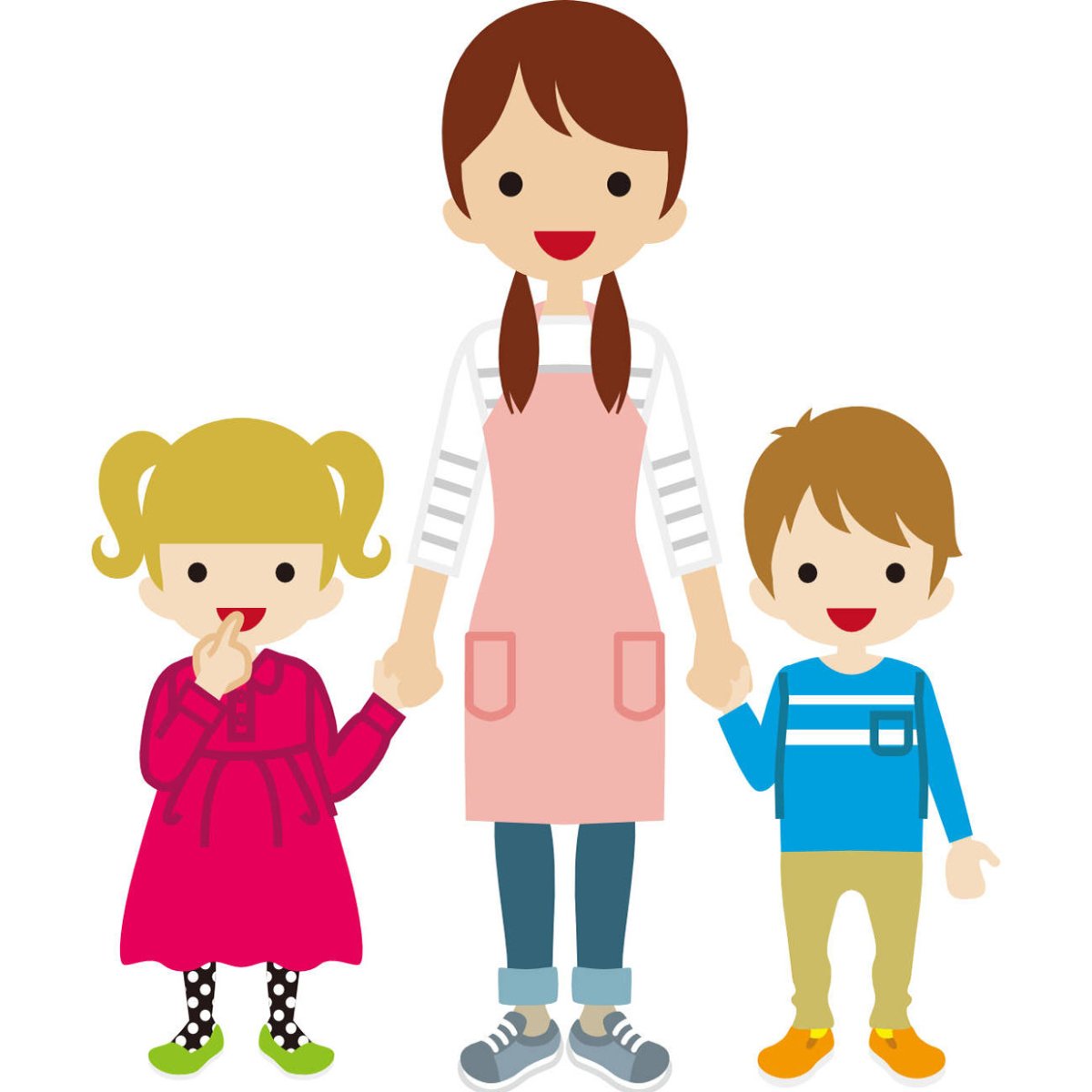 Нянечка с детьми на прозрачном фоне