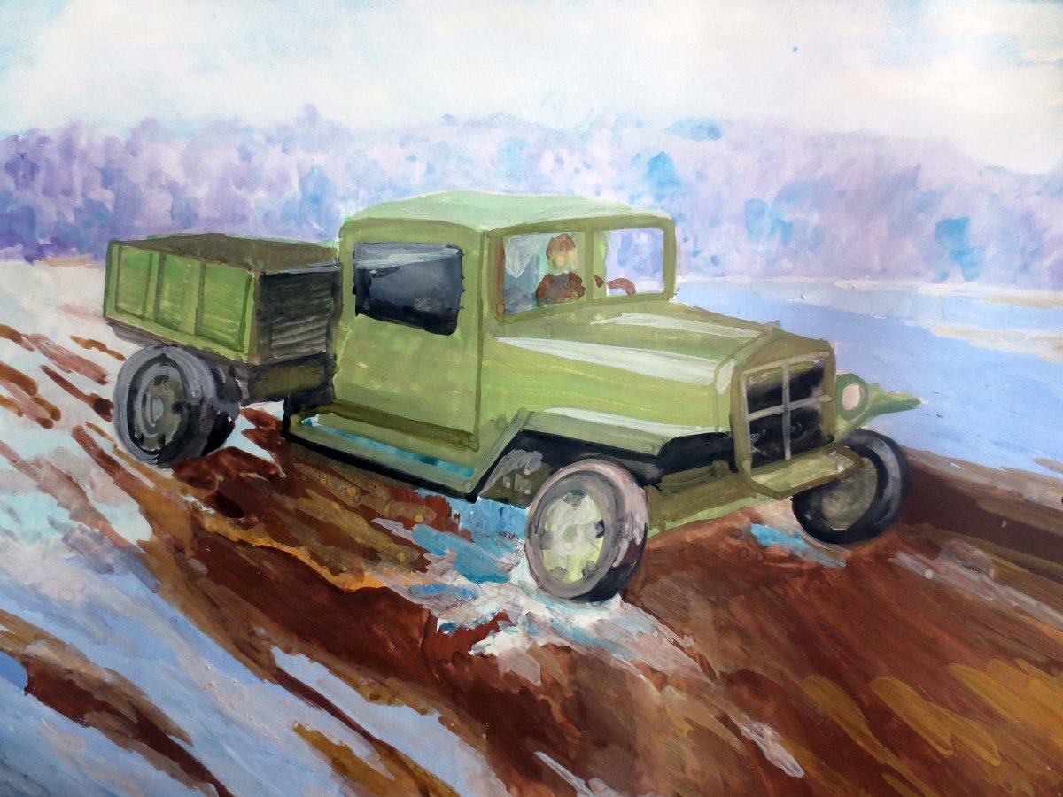 Полуторка автомобиль рисования детям