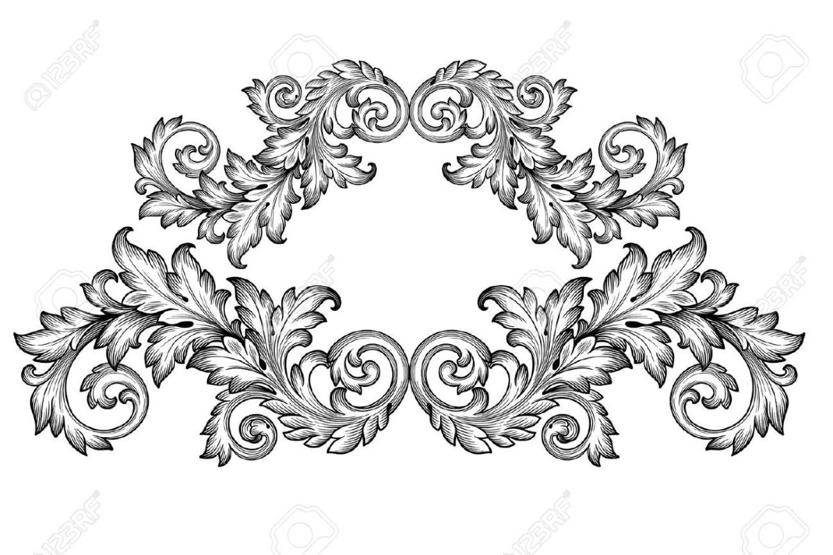 Орнамент растительный в стиле Барокко рама