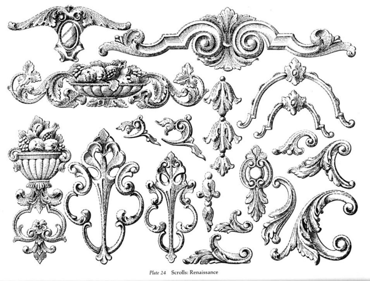 Акантовые листья в орнаменте эпохи Возрождения
