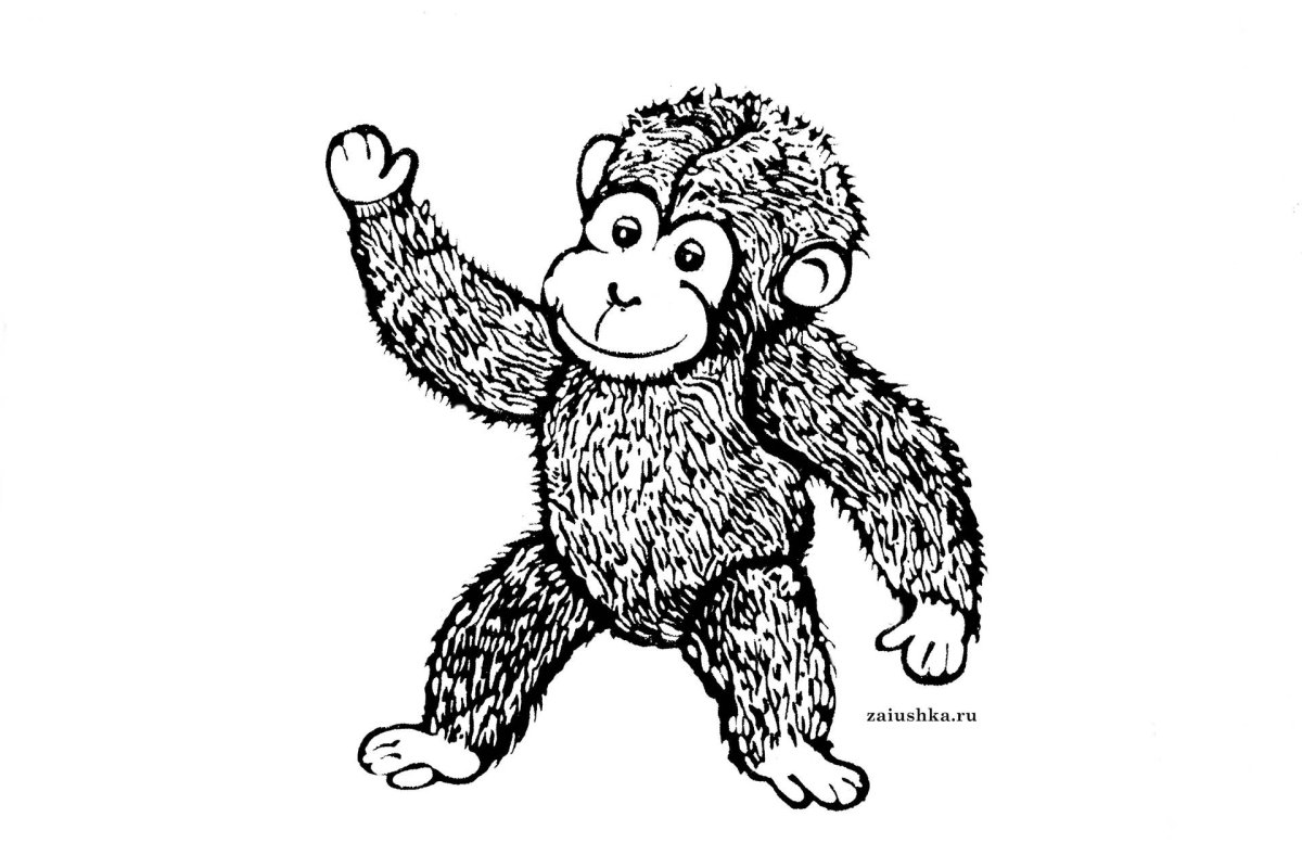 Обезьянка рисунок на желтом фоне