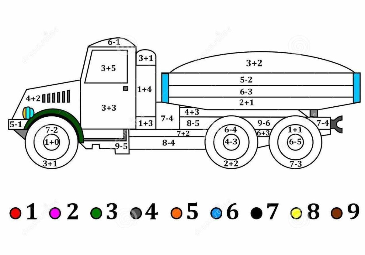 Раскраска по номерам грузовик