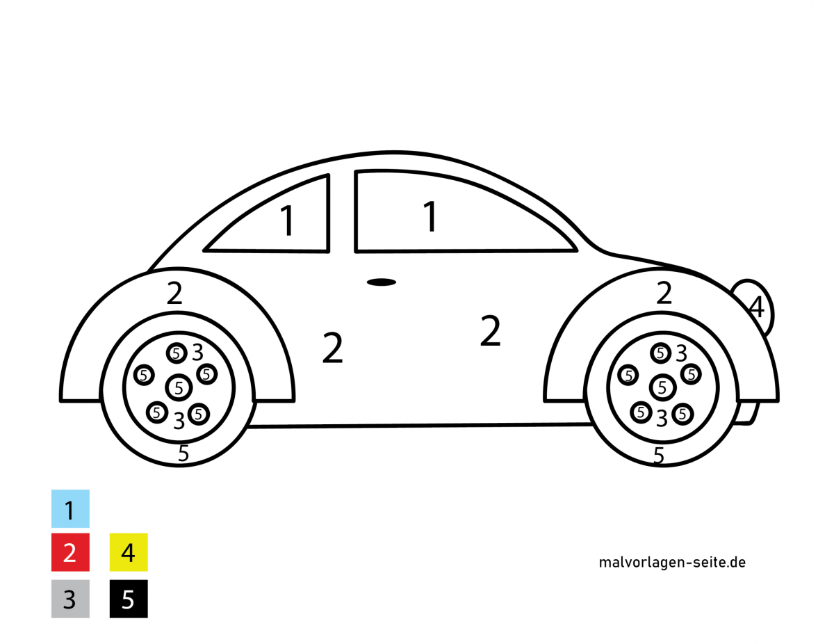Раскраска по номерам машинки