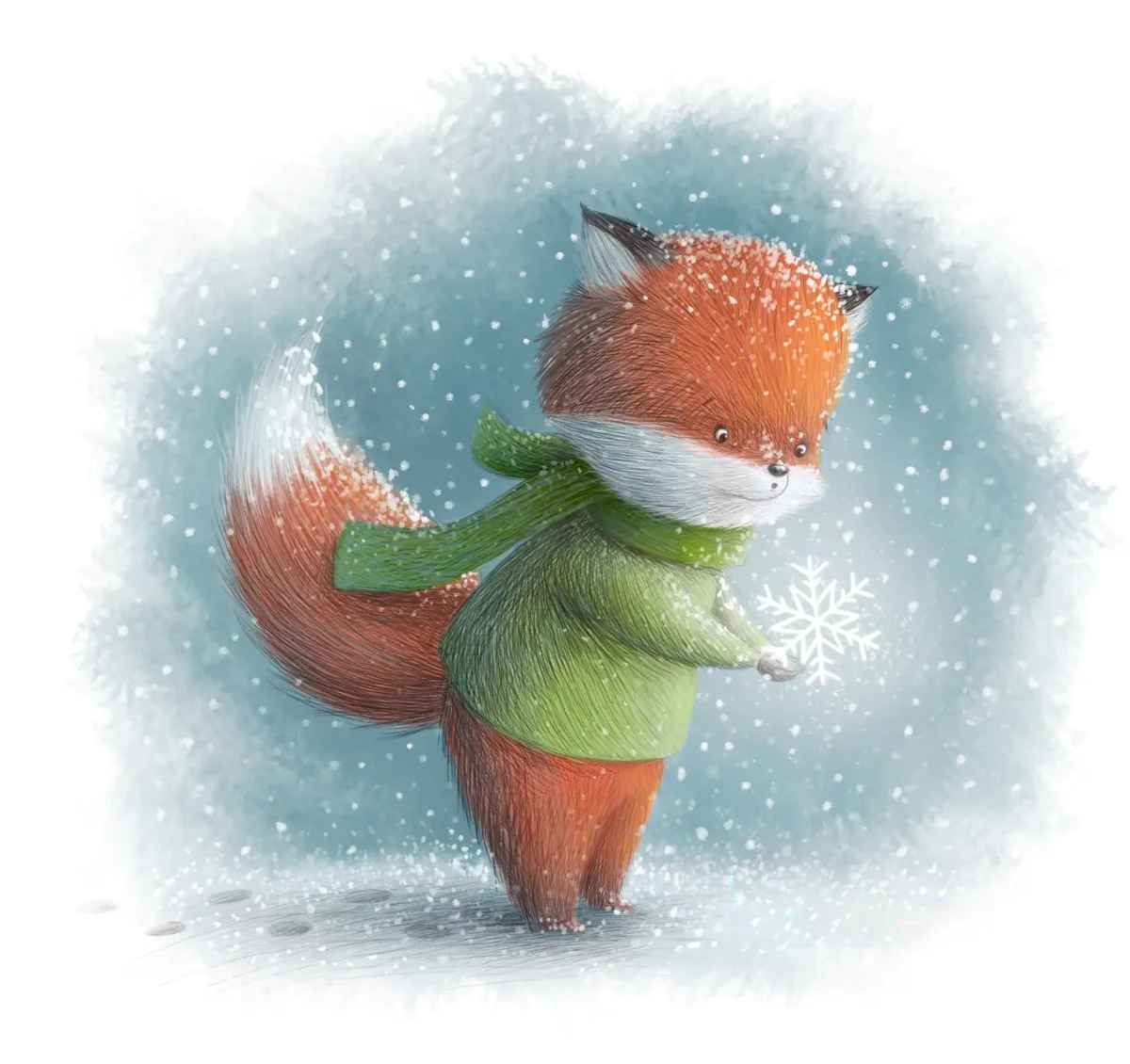 Лис зимой арт