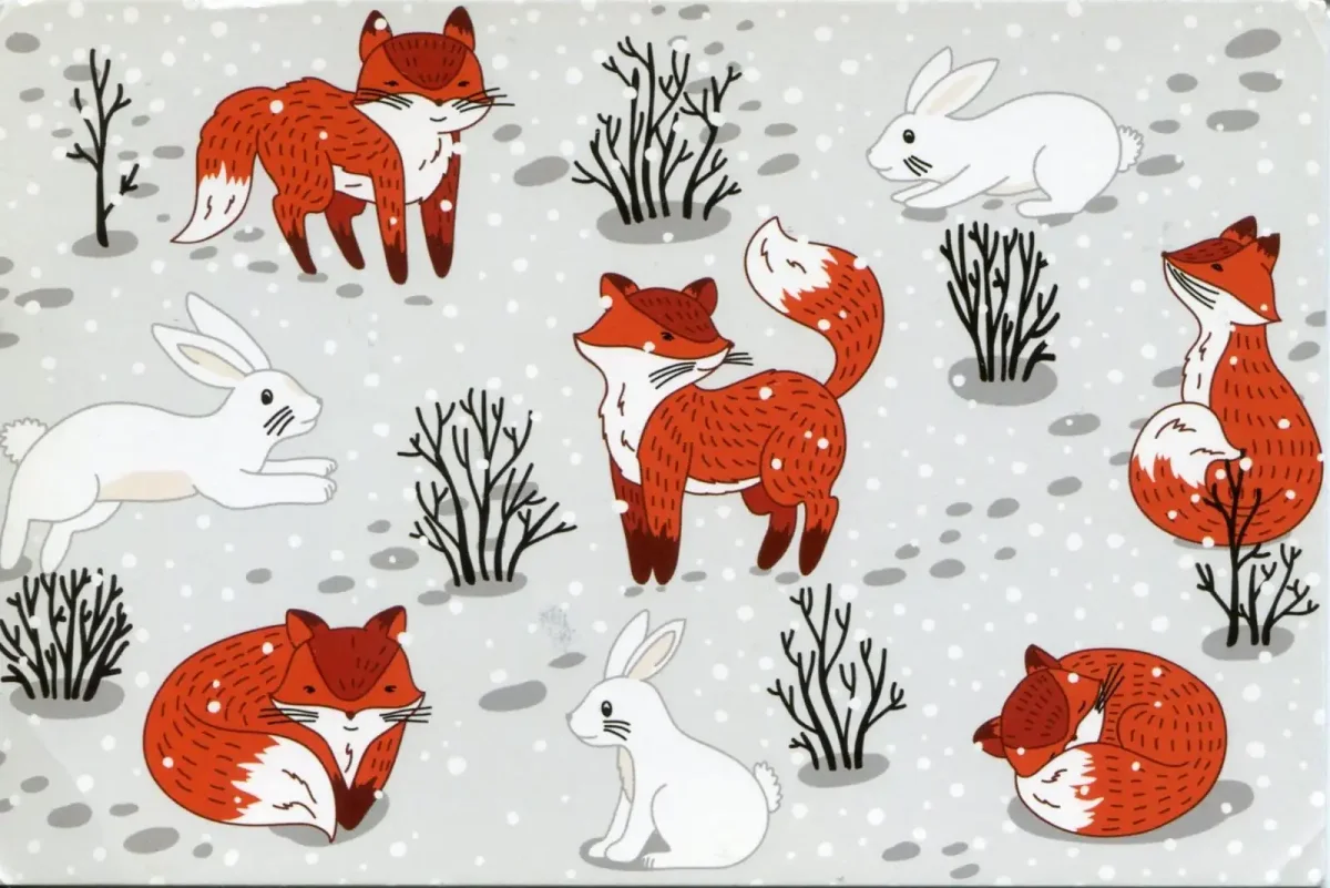 Стилизованные рисунки зимних животных