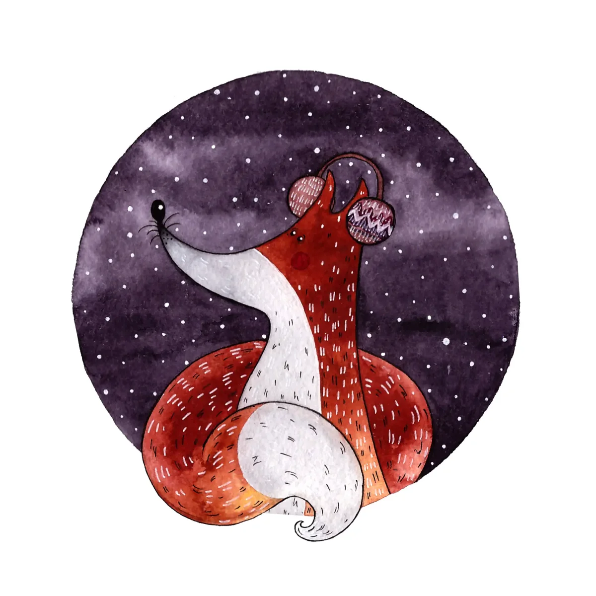 Новогодняя Лисичка рисунок