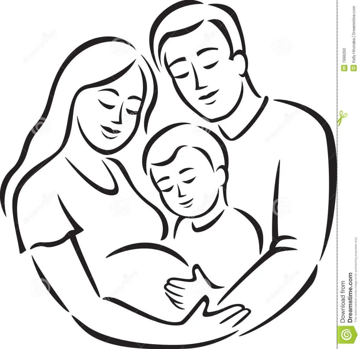 Трафарет семья с ребенком